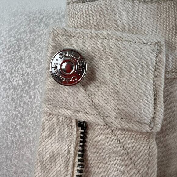 Calvin Klein Women Cropped Wide Leg Zip Fly Mid Rise Jeans Beige Size 26 - Picture 5 of 16